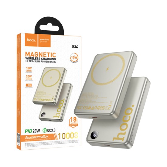 Power Bank Magnético Hoco Q34 Clever PD20W 10000mAh Titânio Dourado